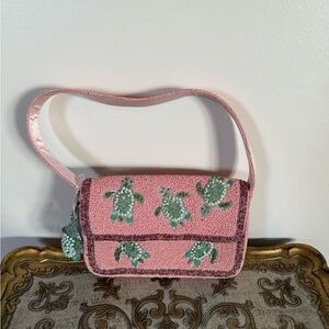 Viral handcrafted pink beaded sea turtle shoulder bag Made in India